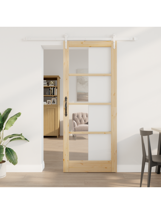 Posuvné dveře s hardwarovou sadou 86x211 cm z masivního dřeva borovice