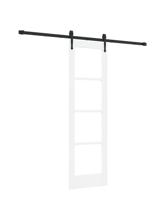 Posuvné dveře s příslušenstvím bílá 61x198,5 cm masivní dřevo borovice, vnitřní dveře s sklem 'orkdal'bílá 61x198,5x4 cm
