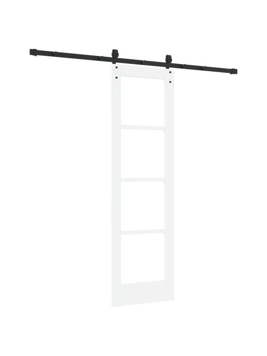 Posuvné dveře s příslušenstvím bílá 61x198,5 cm masivní dřevo borovice, vnitřní dveře s sklem 'orkdal'bílá 61x198,5x4 cm