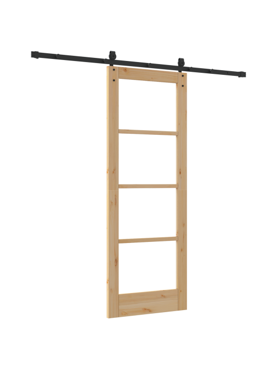 Posuvné dveře se sadou hardwaru 73.5x198.5 cm masivní dřevo borovice, interiérové dveře se sklem 'orkdal'73.5x198.5x4 cm masivní dřevo borovice