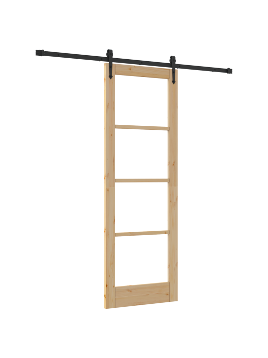 Posuvné dveře s hardware soupravou 73.5x211 cm masivní borové dřevo, interiérové dveře se sklem 'orkdal'73.5x211x4 cm masivní borové dřevo