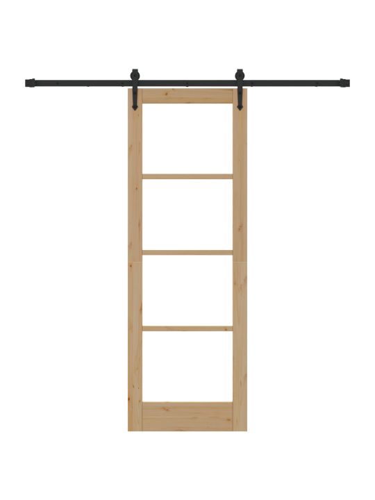 Posuvné dveře s hardware soupravou 73.5x211 cm masivní borové dřevo, interiérové dveře se sklem 'orkdal'73.5x211x4 cm masivní borové dřevo