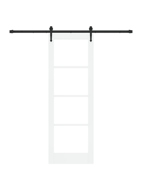 Posuvné dveře s hardwarem set bílá 73.5x211 cm masivní dřevo borovice, vnitřní dveře se sklem 'orkdal'bílá 73.5x211x4 cm