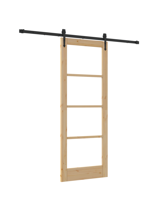 Posuvné dveře se sadou hardware 78x202 cm z masivního dřeva z borovice, interiérové dveře se sklem 'orkdal'78x202x4 cm z masivního dřeva z borovice