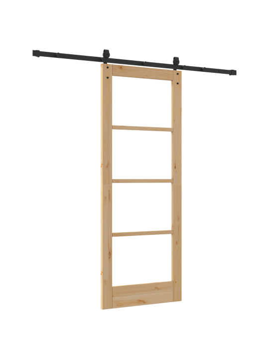 Posuvné dveře se sadou hardware 78x202 cm z masivního dřeva z borovice, interiérové dveře se sklem 'orkdal'78x202x4 cm z masivního dřeva z borovice
