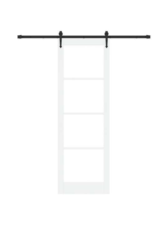 Posuvné dveře s hardwarem bílá 78x232 cm dřevo z borovice, interiérové dveře s sklem 'orkdal'bílá 78x232x4 cm