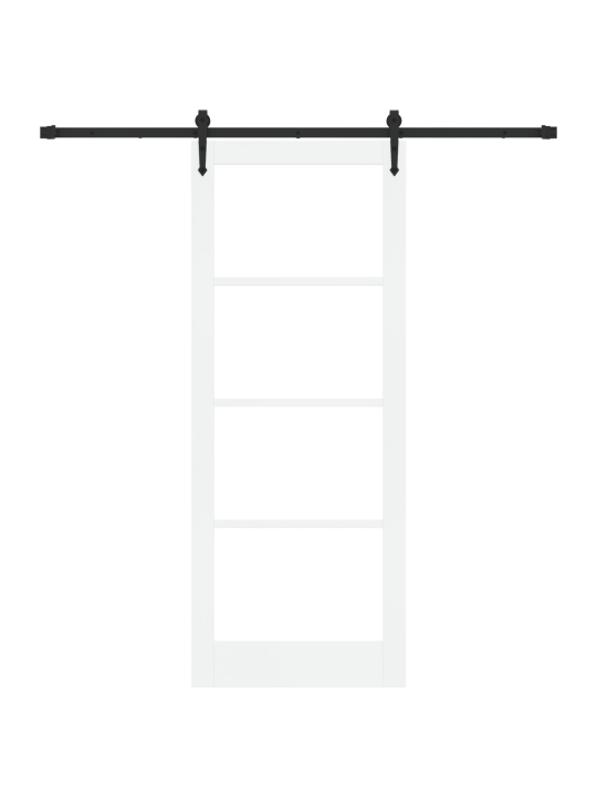 Bílé posuvné dveře se sadou hardware 83x211 cm z masivní borovice, interiérové dveře s sklem 'orkdal'bílé 83x211x4 cm