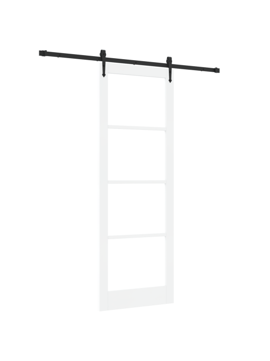 Posuvné dveře s nářadím set bílá 83x232 cm masivní dřevo borové, interiérové dveře s sklem 'orkdal'bílá 83x232x4 cm