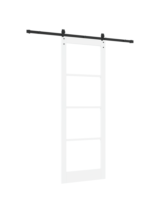 Posuvné dveře s nářadím set bílá 83x232 cm masivní dřevo borové, interiérové dveře s sklem 'orkdal'bílá 83x232x4 cm