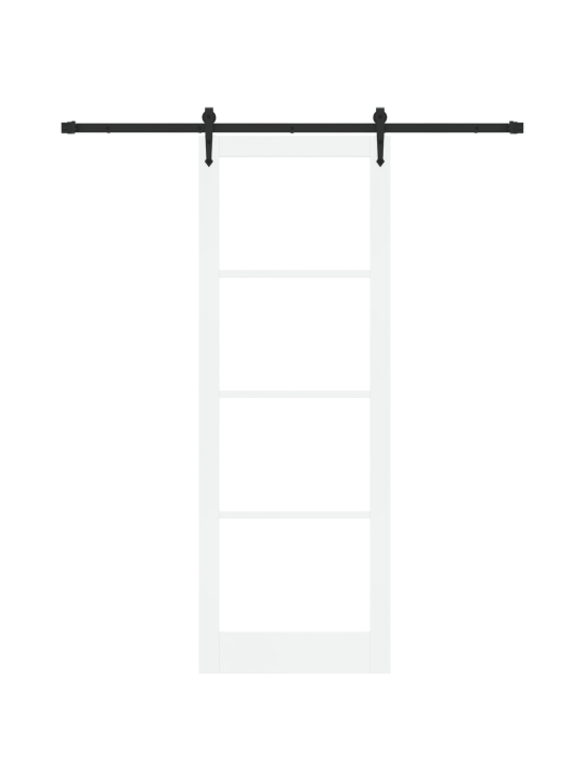 Posuvné dveře s nářadím set bílá 83x232 cm masivní dřevo borové, interiérové dveře s sklem 'orkdal'bílá 83x232x4 cm