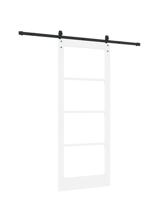Posuvné dveře s hardwarovou sadou bílá 86x211 cm masivní dřevo borovice, interiérové dveře s sklem 'orkdal'bílá 86x211x4 cm