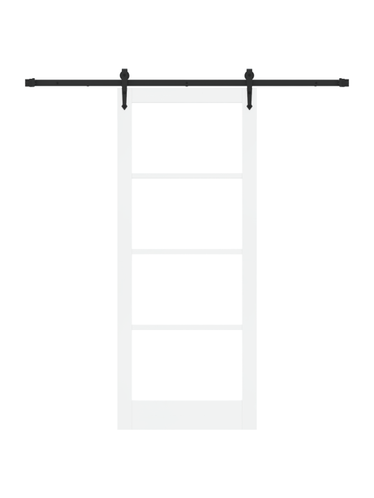 Posuvné dveře s hardwarovou sadou bílá 86x211 cm masivní dřevo borovice, interiérové dveře s sklem 'orkdal'bílá 86x211x4 cm