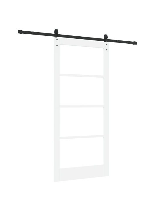 Posuvné dveře s příslušenstvím bílá 93x202 cm masivní dřevo borovice, vnitřní dveře s sklem 'orkdal'bílá 93x202x4 cm