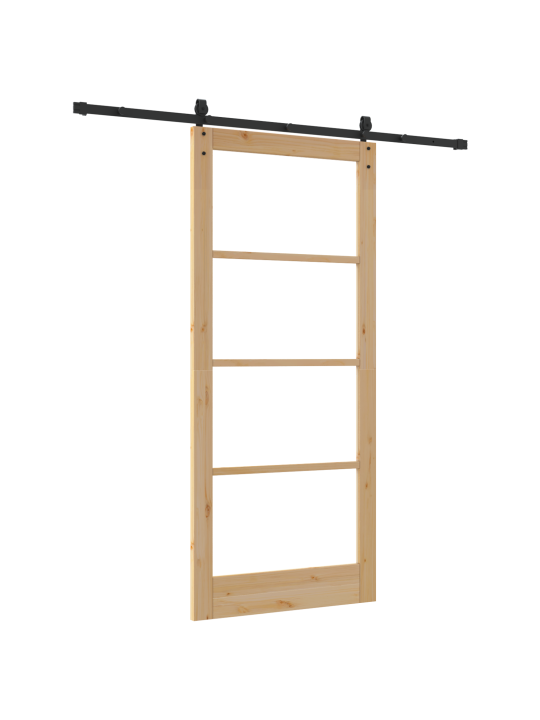 Posuvné dveře se sadou hardware 93x211 cm masivní dřevěné borové, interiérové dveře se sklem 'orkdal'93x211x4 cm masivní dřevěné borové