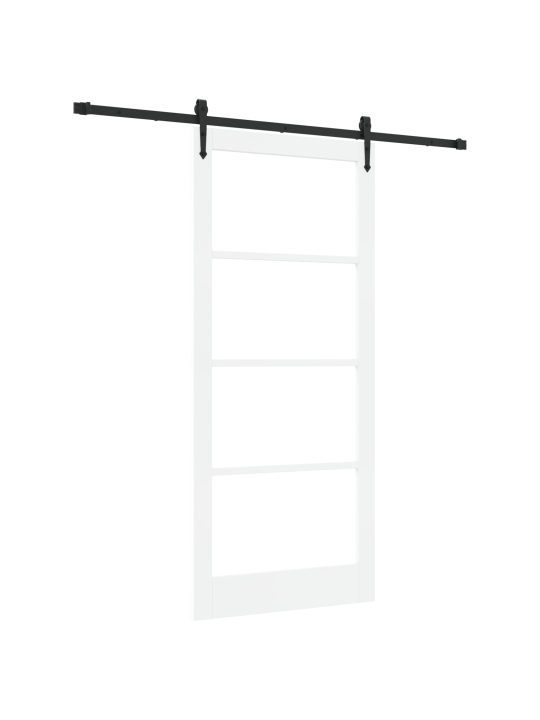 Posuvné dveře se sadou hardwaru bílá 93x211 cm masivní borové dřevo, interiérové dveře se sklem 'orkdal'bílá 93x211x4 cm