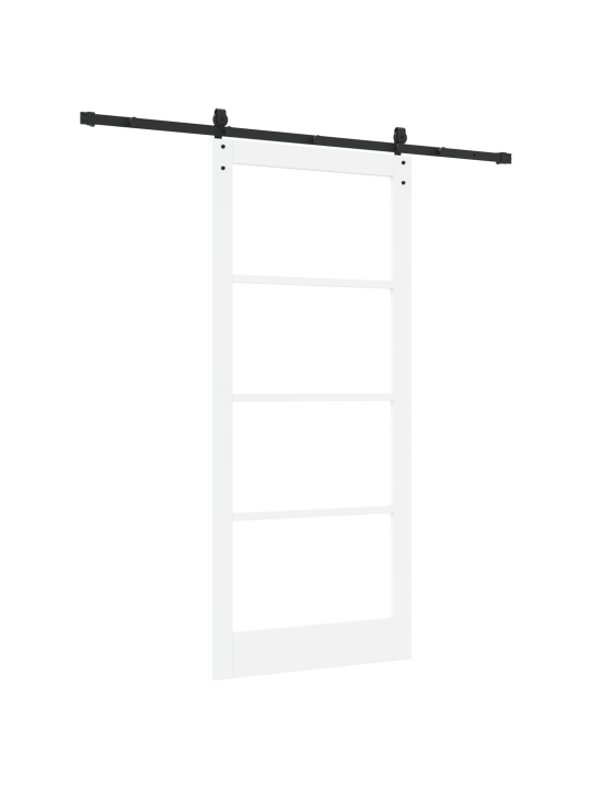 Posuvné dveře se sadou hardwaru bílá 93x211 cm masivní borové dřevo, interiérové dveře se sklem 'orkdal'bílá 93x211x4 cm
