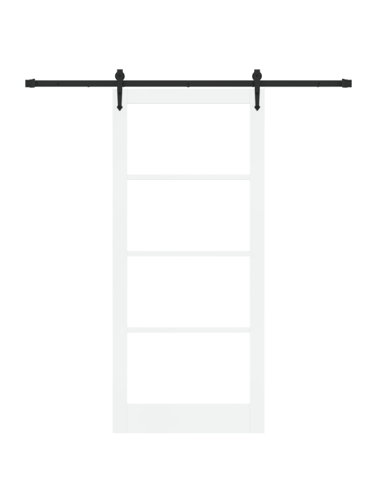 Posuvné dveře se sadou hardwaru bílá 93x211 cm masivní borové dřevo, interiérové dveře se sklem 'orkdal'bílá 93x211x4 cm