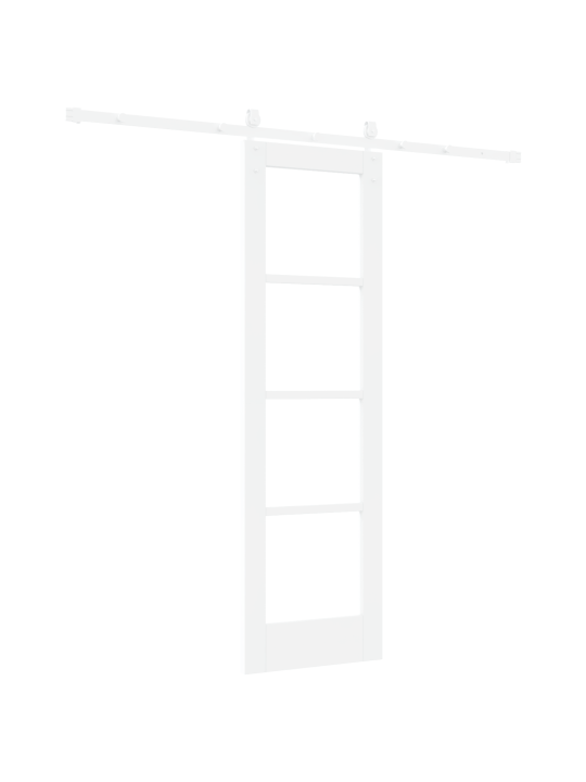 Posuvné dveře s hardwarem bílá 61x198,5 cm pevné dřevo borovice, interiérové dveře se sklem 'orkdal'bílá 61x198,5x4 cm