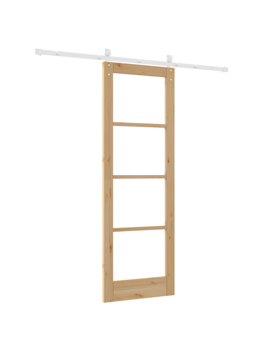 Posuvné dveře se sadou hardwaru 73.5x211 cm masivní dřevo borovice, vnitřní dveře s sklem 'orkdal'73.5x211x4 cm masivní dřevo borovice