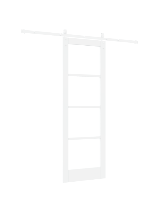 Posuvný dveře s kovaním bílá 73,5x211 cm z masivního borovýho dřeva, vnitřní dveře se sklem 'orkdal'bílá 73,5x211x4 cm