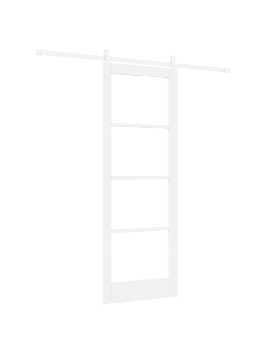 Posuvné dveře s hardwarem bílá 78x211 cm masivní borové dřevo, interiérové dveře s sklem 'orkdal'bílá 78x211x4 cm