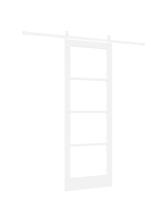Posuvné dveře s hardwarem bílá 78x211 cm masivní borové dřevo, interiérové dveře s sklem 'orkdal'bílá 78x211x4 cm