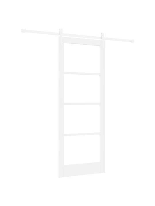 Posuvné dveře s hardwarem sada bílá 83x211 cm z masivního dřeva borovice, interiérové dveře se sklem 'orkdal'bílé 83x211x4 cm