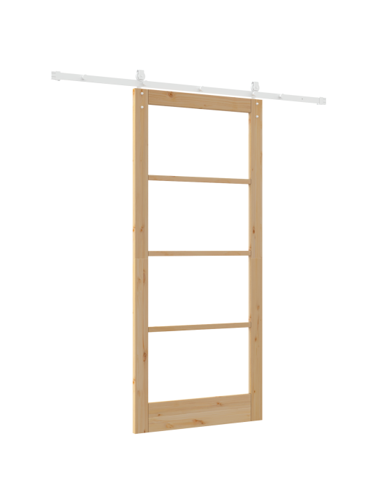 Posuvné dveře se sadou hardware 93x211 cm z masivního borového dřeva, vnitřní dveře se sklem 'orkdal'93x211x4 cm z masivního borového dřeva