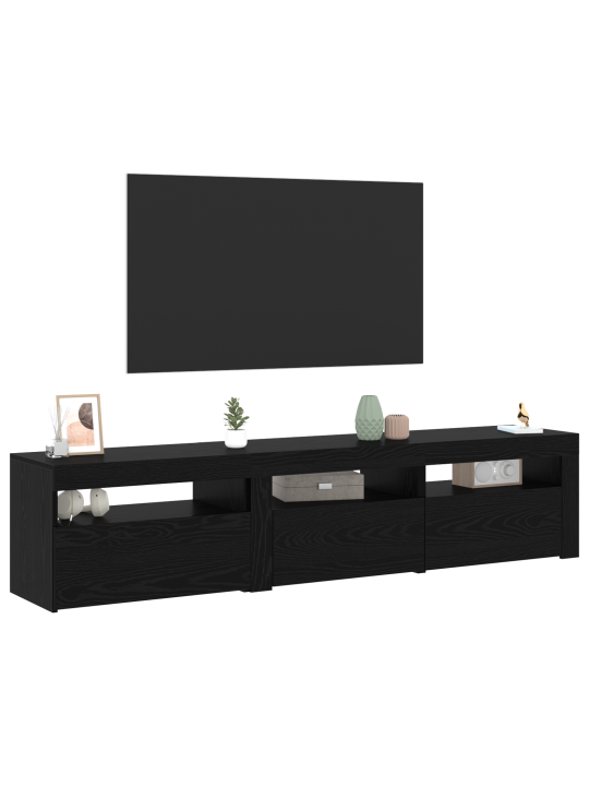 Tv skříně 2 ks se světly led, černý dub, inženýrské dřevo, tv stolek z černého dubu se světly led, 60x35x40 cm, vyrobeno z inženýrského dřeva