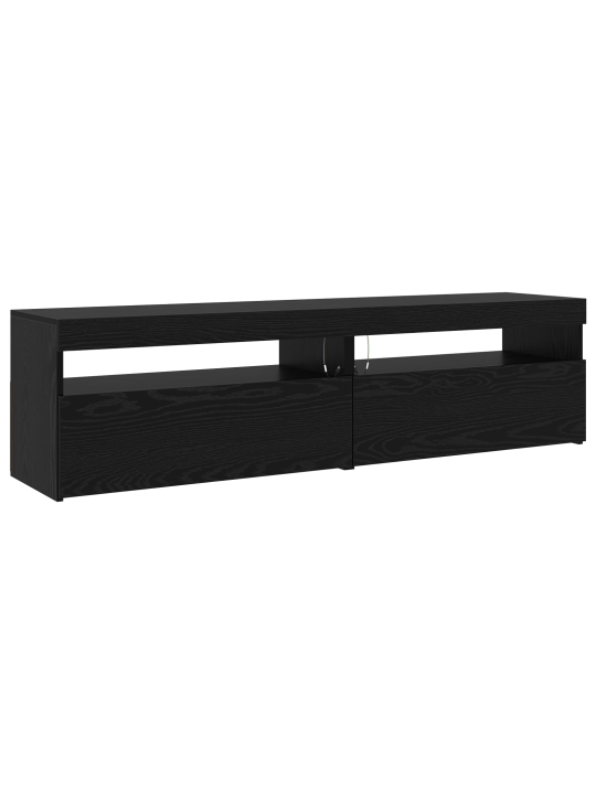 Sada 3 kusů tv skříně s led světly černý dub inženýrské dřevo, tv skříně s led světly 2 ks černý dub 75x35x40 cm inženýrské dřevo