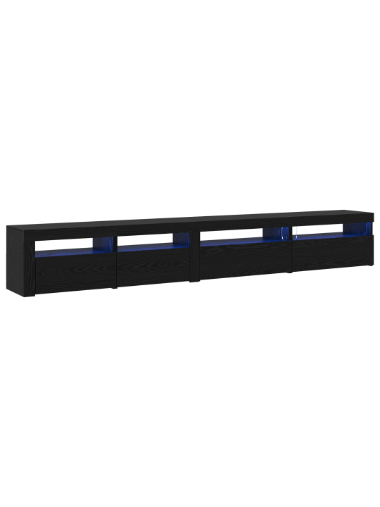Sada 3 kusů tv skříně s led světly černý dub inženýrské dřevo, tv skříně s led světly 2 ks černý dub 75x35x40 cm inženýrské dřevo