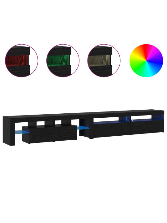Tv skříně 3 ks s led osvětlením černý dub kompozitní dřevo, tv skříně s led osvětlením 2 ks černý dub 75x35x40 cm kompozitní dřevo