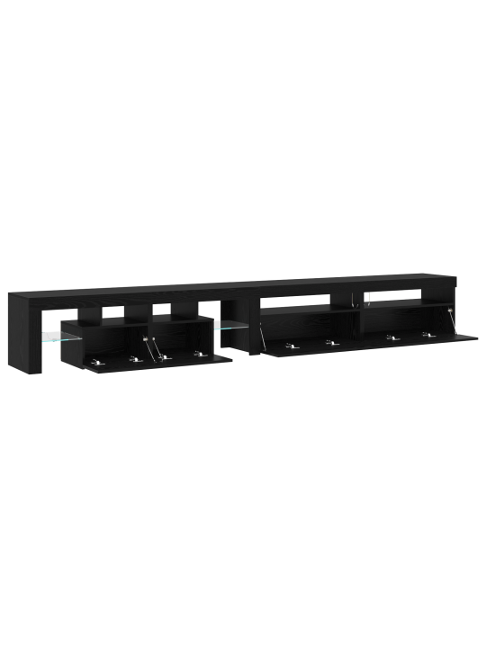 Tv skříně 3 ks s led osvětlením černý dub kompozitní dřevo, tv skříně s led osvětlením 2 ks černý dub 75x35x40 cm kompozitní dřevo