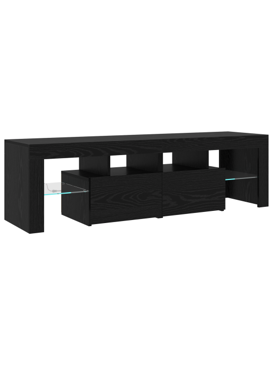 Tv skříně 3 ks s led osvětlením černý dub kompozitní dřevo, tv skříně s led osvětlením 2 ks černý dub 75x35x40 cm kompozitní dřevo