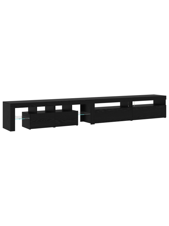Tv skříně 3 ks s led osvětlením černý dub kompozitní dřevo, tv skříně s led osvětlením 2 ks černý dub 75x35x40 cm kompozitní dřevo