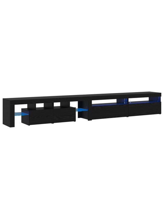 Tv skříně 3 ks s led osvětlením černý dub kompozitní dřevo, tv skříně s led osvětlením 2 ks černý dub 75x35x40 cm kompozitní dřevo