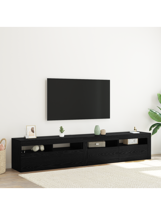 Tv skříně 2 ks s led osvětlením z černého dubu a inženýrského dřeva