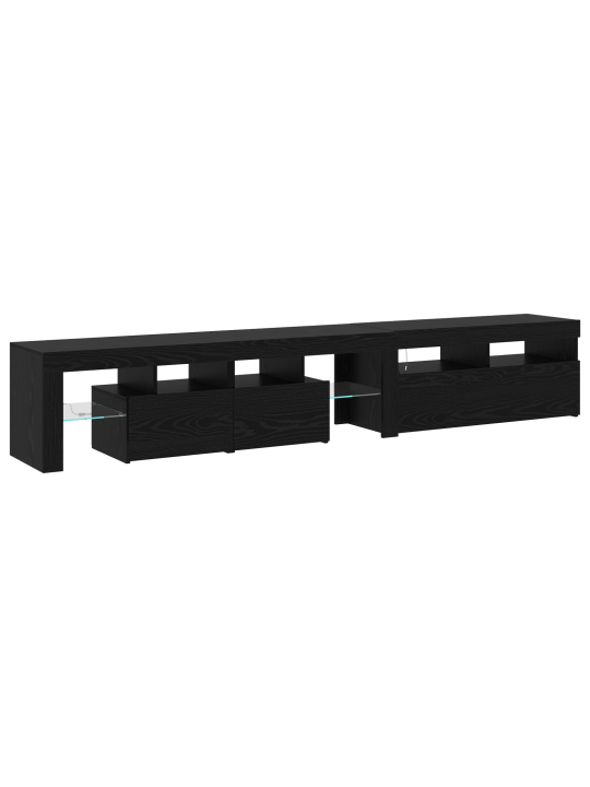 Tv skříně 2 ks s led světly černý dub inženýrské dřevo, tv stojan s led světly - černý dub, 90x35x40 cm, vyrobený z inženýrského dřeva