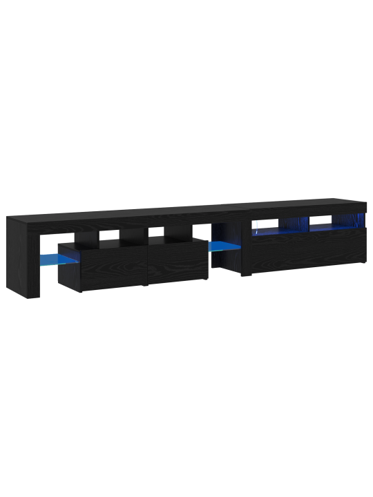 Tv skříně 2 ks s led světly černý dub inženýrské dřevo, tv stojan s led světly - černý dub, 90x35x40 cm, vyrobený z inženýrského dřeva