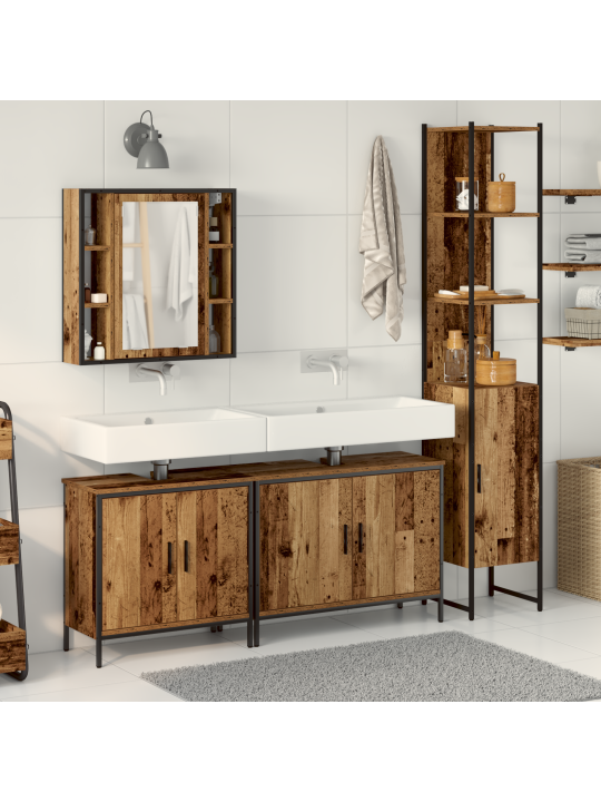 Sada koupelnového nábytku 4 ks staré dřevo engineered wood
