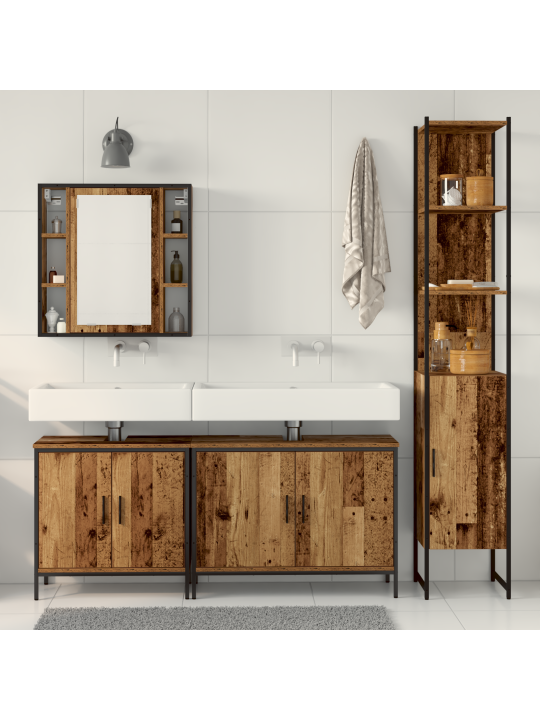 Sada koupelnového nábytku 4 ks staré dřevo engineered wood