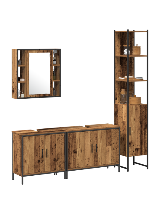 Sada koupelnového nábytku 4 ks staré dřevo engineered wood