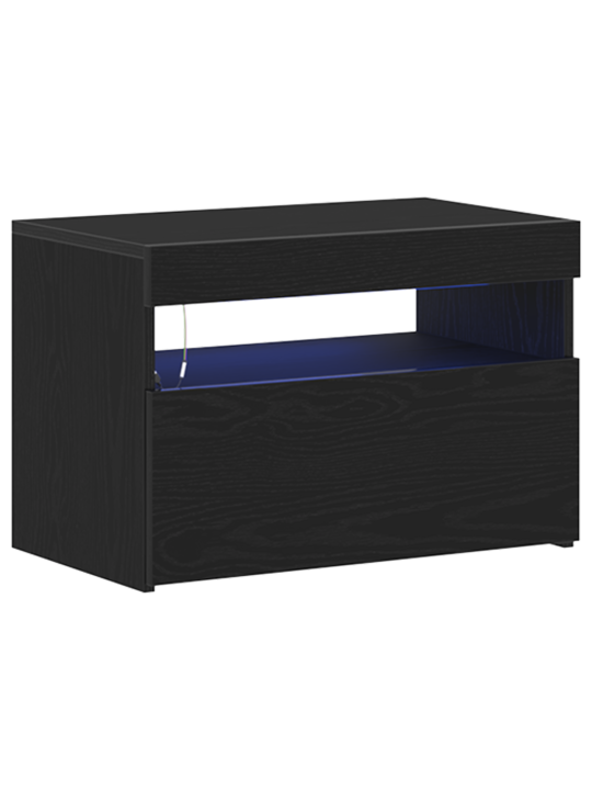 Noční skříňka s led osvětlením černý dub 60x35x40 cm umělé dřevo