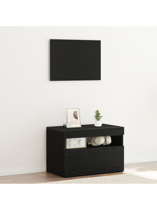 Noční skříňka s led osvětlením černý dub 60x35x40 cm umělé dřevo