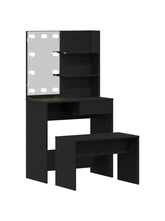 Toaletní stolek s led černý dub kompozitní dřevo
