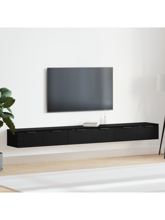Nástěnné skříně 2 ks černý dub 102x30x20 cm kompozitní dřevo