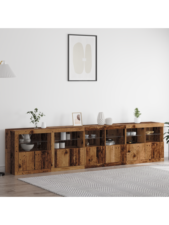 Skříňka s led světly staré dřevo 283x37x67 cm zpracované dřevo