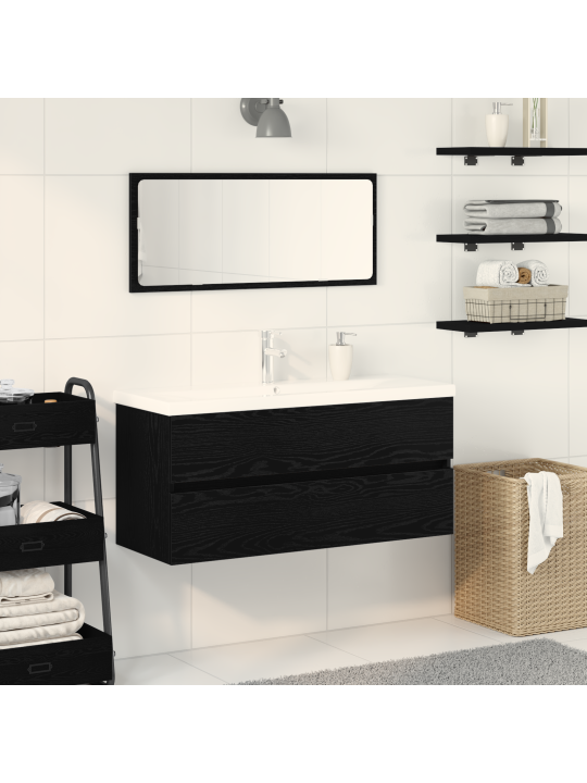 Kabinet pod umyvadlo s vestavěným umyvadlem černý dub inženýrské dřevo