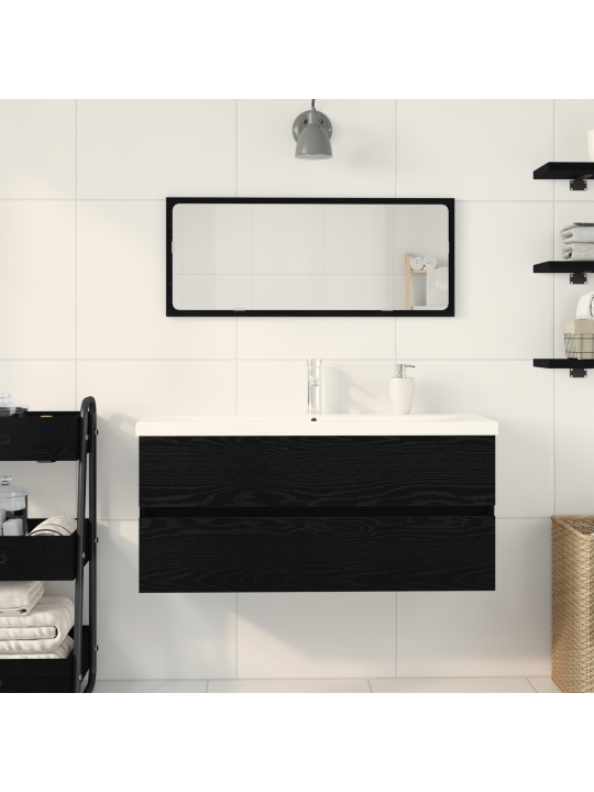 Kabinet pod umyvadlo s vestavěným umyvadlem černý dub inženýrské dřevo
