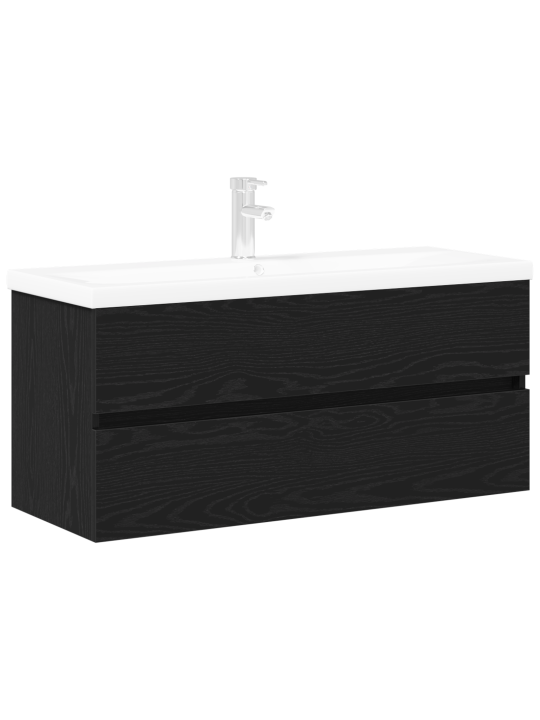 Umyvadlová skříňka s vestavěným umyvadlem černý dub kompozitní dřevo, umyvadlová skříňka černý dub 90x38.5x45 cm kompozitní dřevo